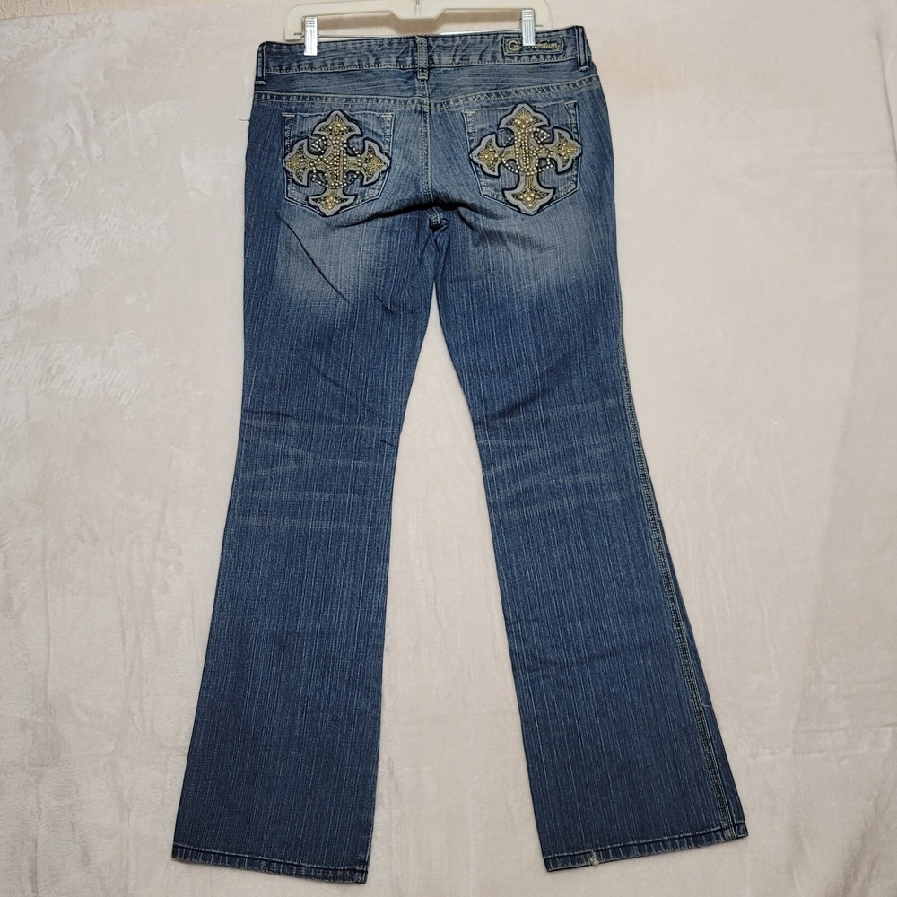 G by Guess Premium Women's Jeans Size 31 Naomi Boot Cut Embroidered Beads - Picture 3 of 16